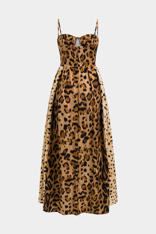 Bianca | Vestido Midi Audaz con Estampado de Leopardo