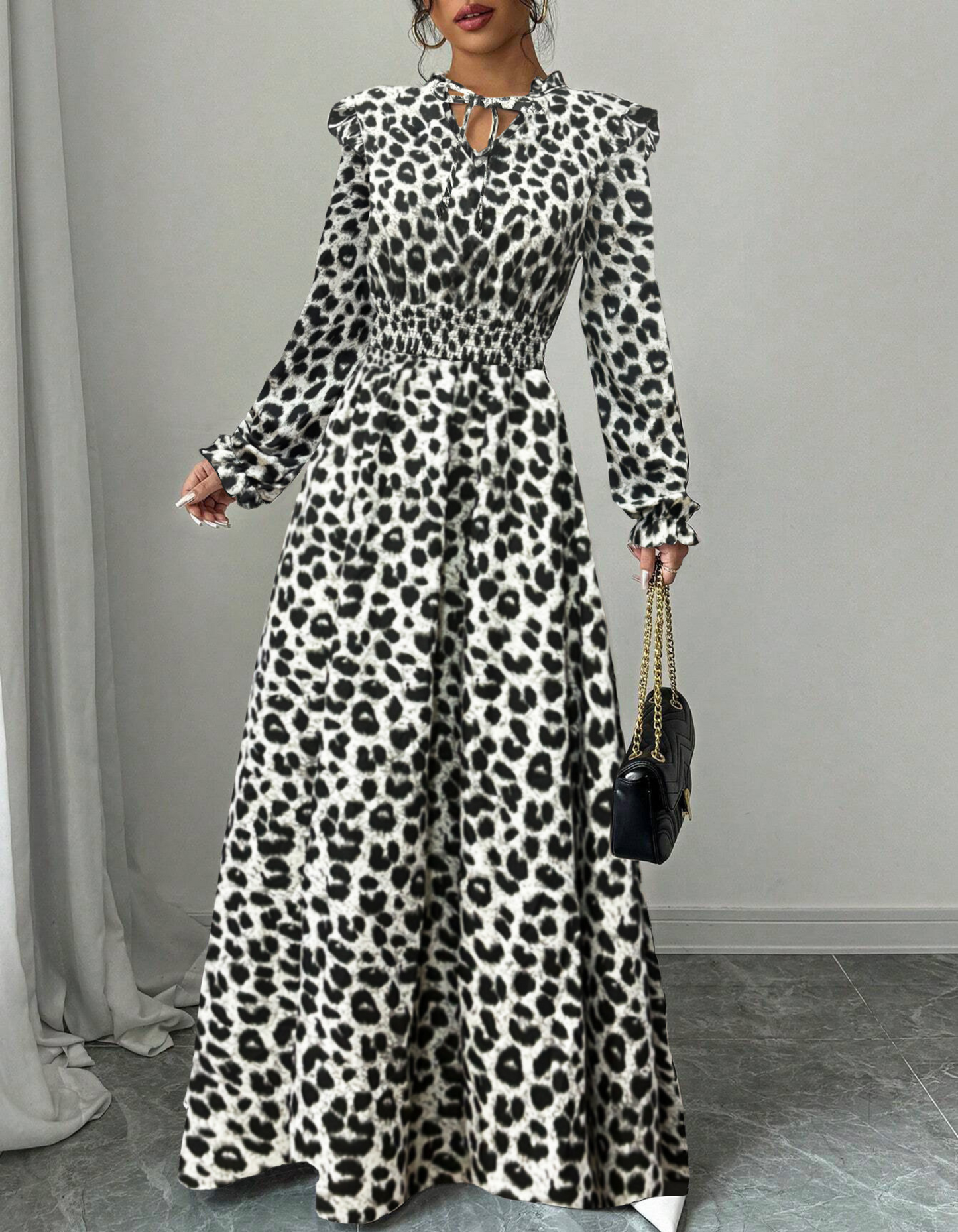 Moren | Vestido Manga Larga Estampado Floral Línea A