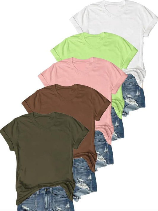 Olive | Camiseta Casual de Manga Corta (Pack de 5)