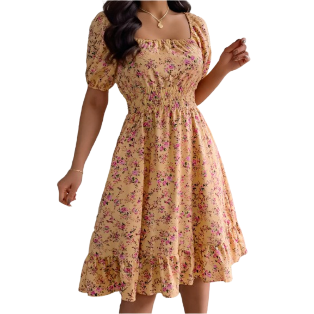 Hiraya | Vestido Verano Escote Cuadrado Volantes