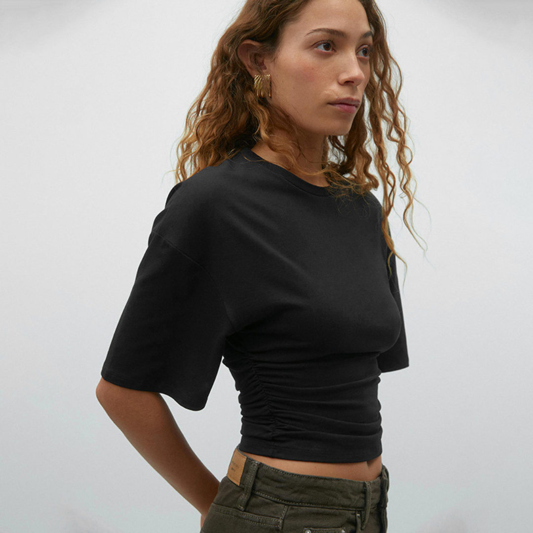 Pamka | Camiseta Cómoda de Manga Corta Ajustada en la Cintura