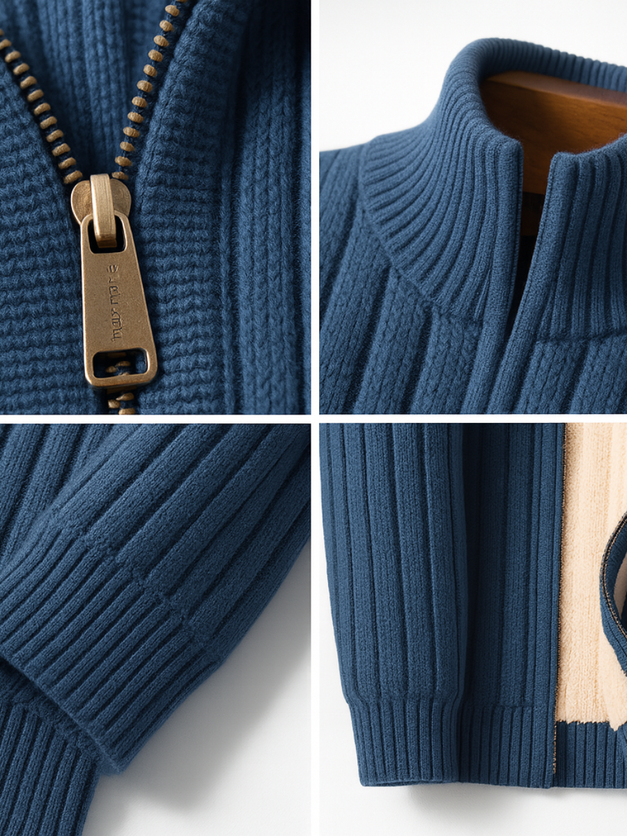 Callum | Cárdigan Cremallera Acanalado Interior Cálido