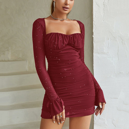 Eveline | Vestido Bodycon Malla Manga Larga Elegante
