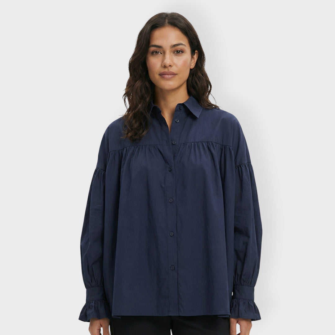 Camisa Oversize Mujer Manga Abullonada