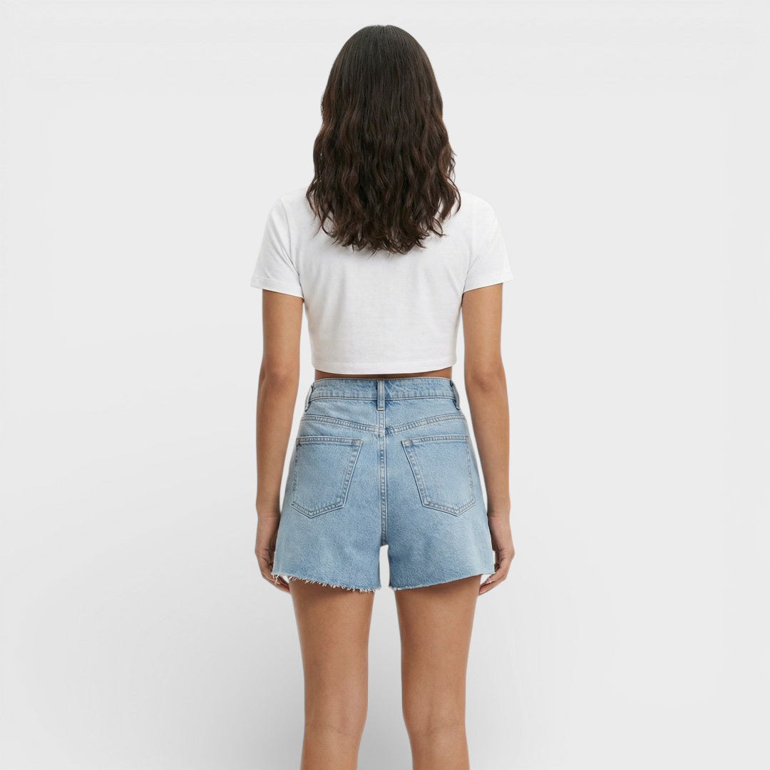 Shorts Vaqueros Mujer Cintura Alta