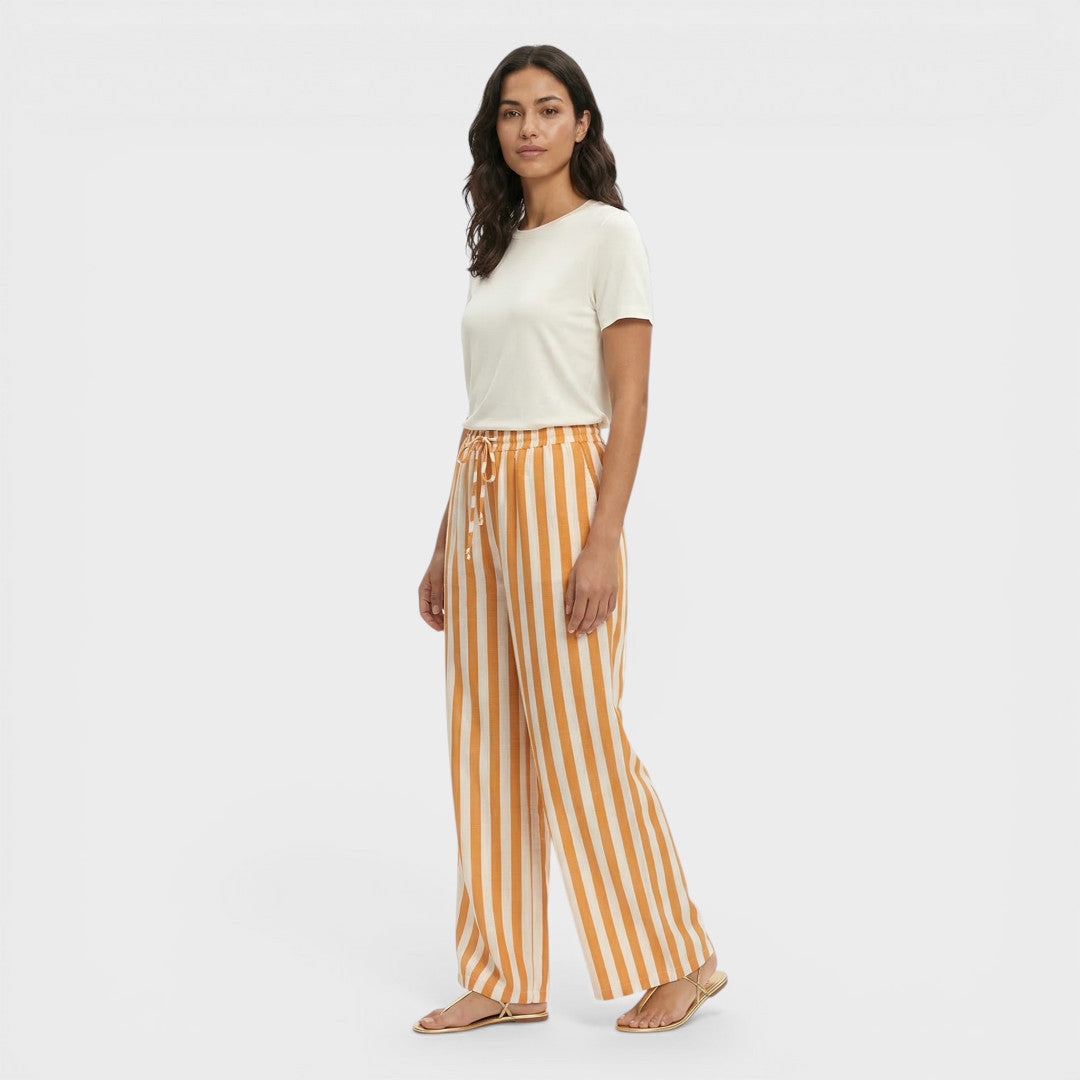 Pantalones Rayas Mujer Cordón Anchos