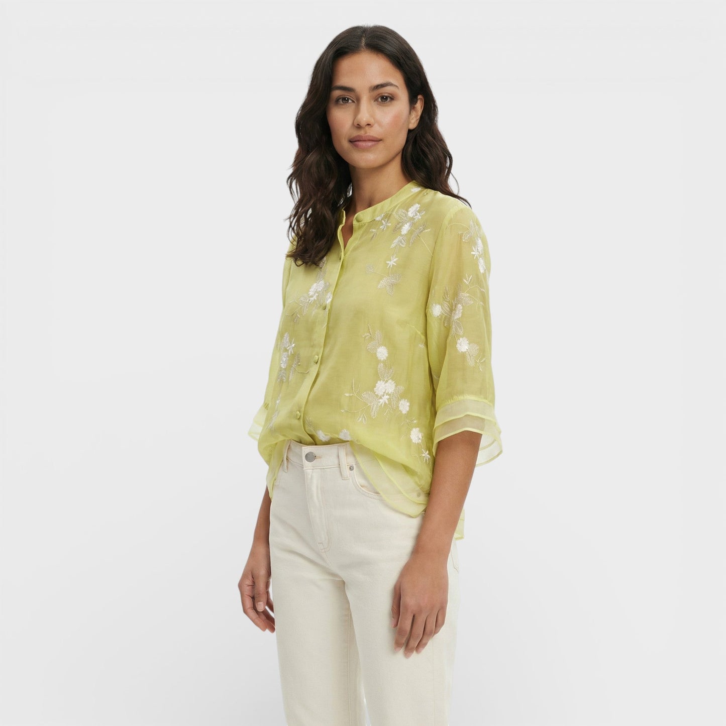Blusa Bordada Flores Mujer Elegante