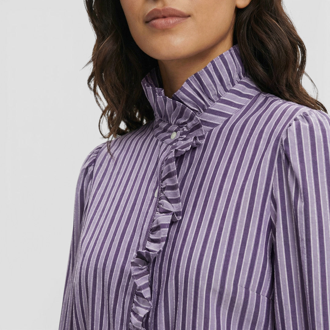 Blusa Cuadros Volantes Mujer Elegante