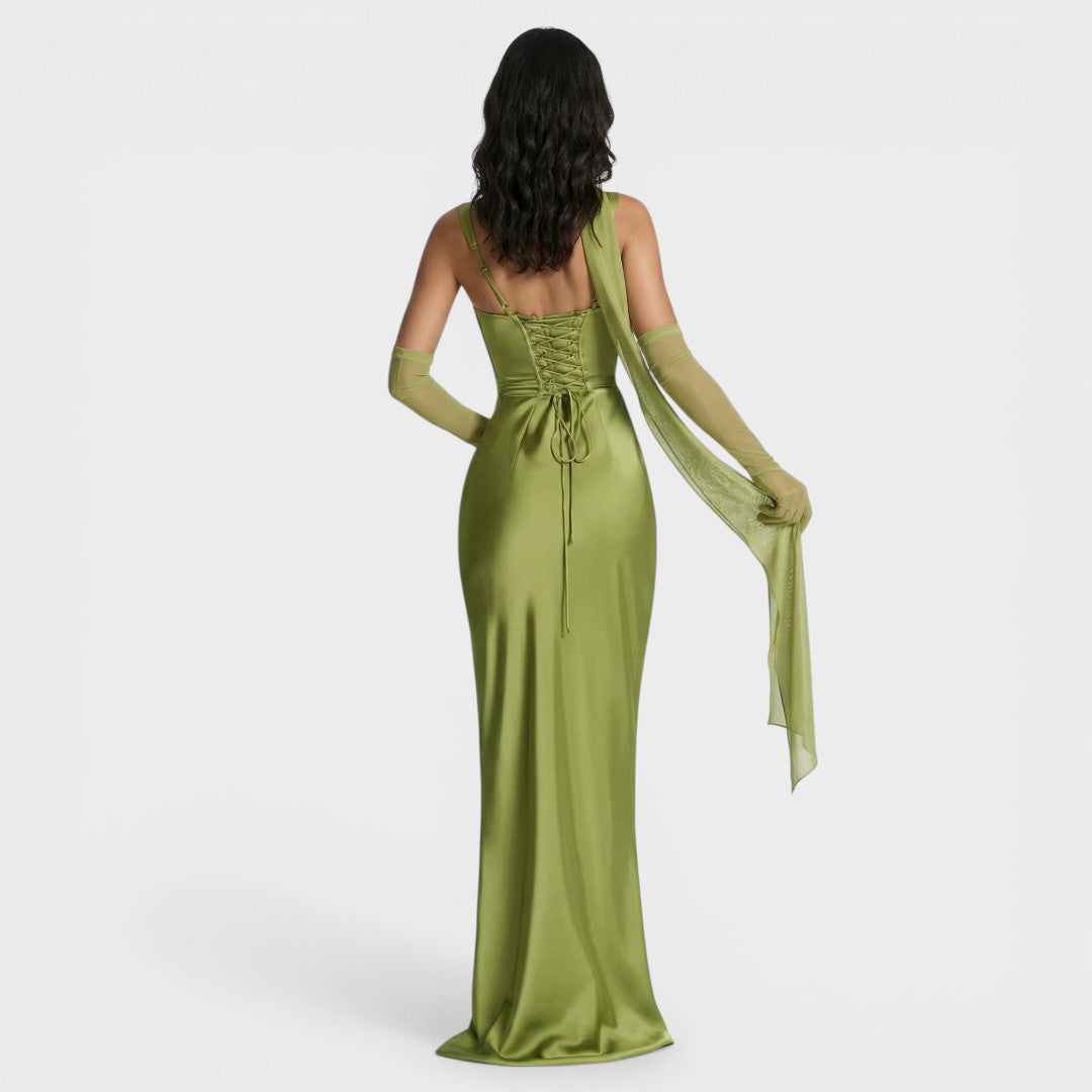 Vestido Largo Fiesta Halter Satén
