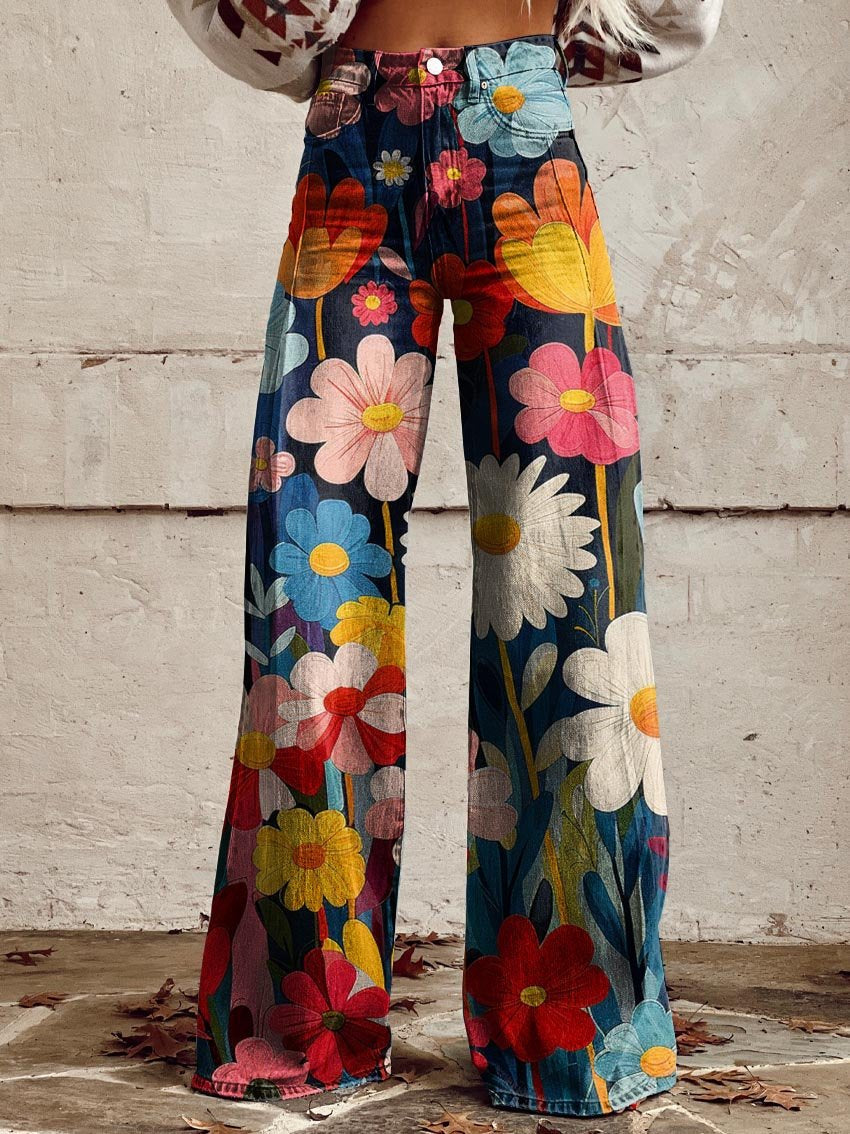 Léna | Pantalones Anchos de Flores