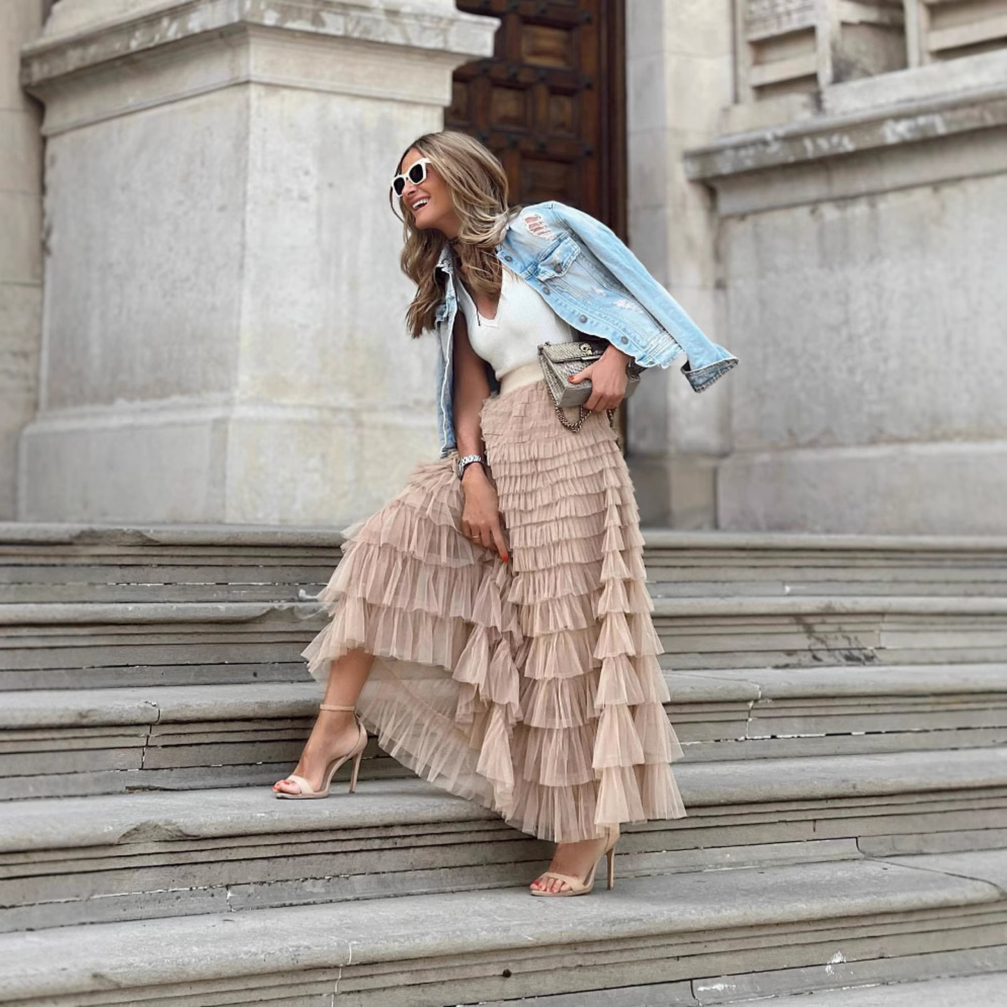 Joan | Falda Gasa de Tul Volantes