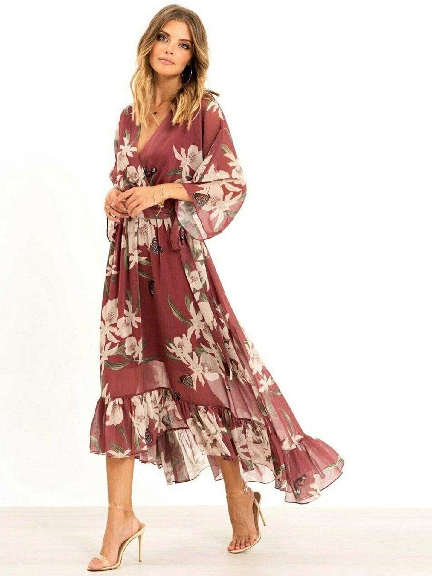 Yasmine | Vestido Midi Kimono Elegante