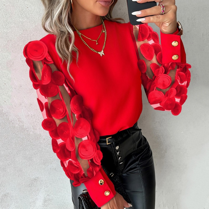 Elise | Blusa Glamurosa con Mangas de Malla