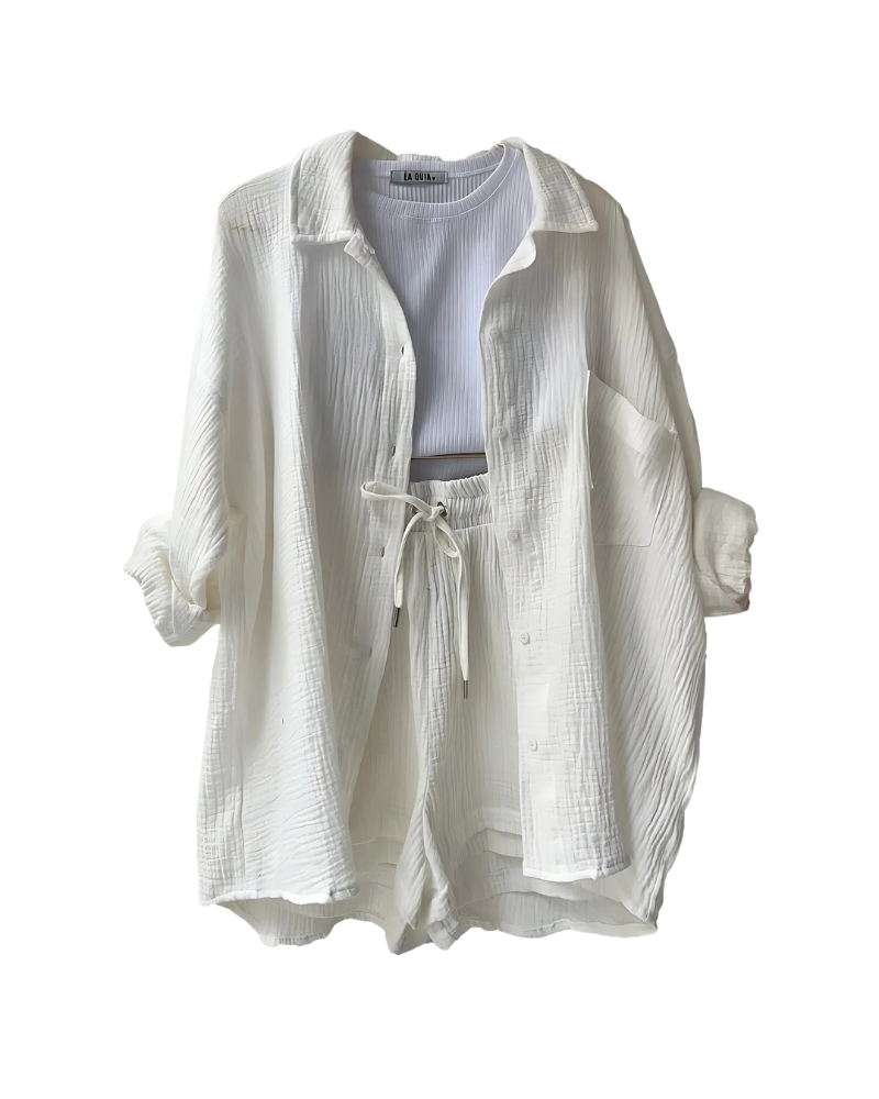 Vera | Conjunto Moderno de Camisa con Botones y Shorts