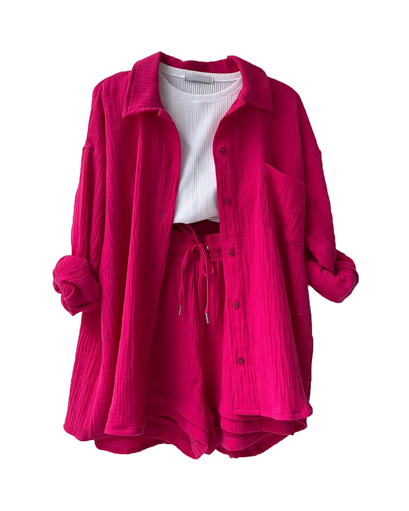 Vera | Conjunto Moderno de Camisa con Botones y Shorts