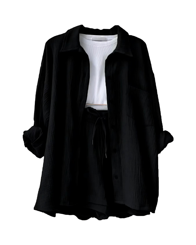 Vera | Conjunto Moderno de Camisa con Botones y Shorts