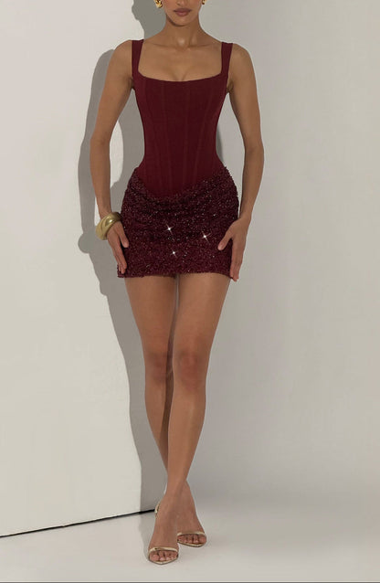 Patricia | Vestido Mini Escote Cuadrado Corsé