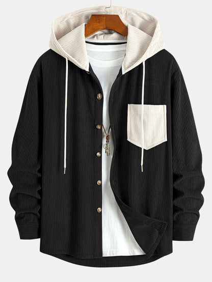 Sudadera con Capucha de Pana de Contraste