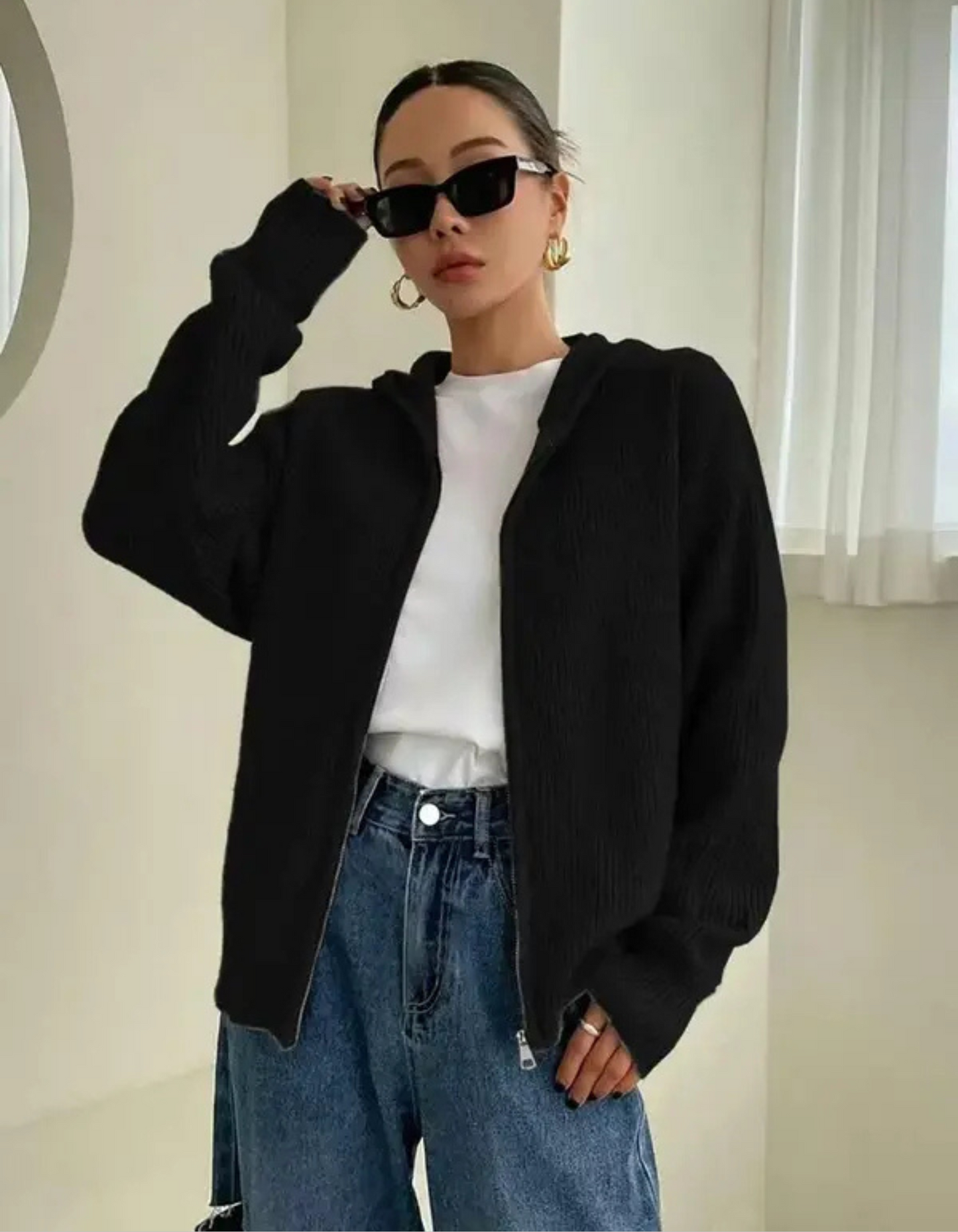 Laura | Chaqueta de Punto con Capucha y Cremallera