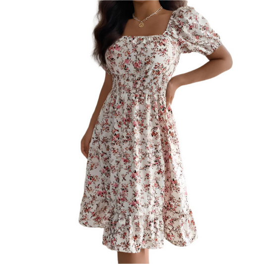 Hiraya | Vestido Verano Escote Cuadrado Volantes