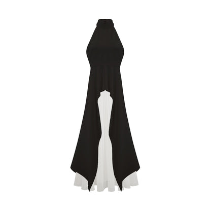 Inés | Vestido Largo de Capas con Cuello Halter