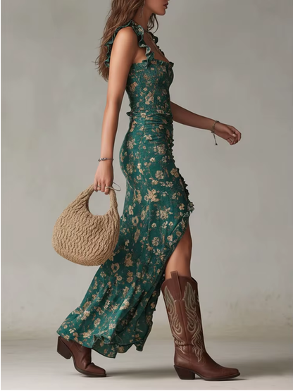 Nadia | Vestido Boho Largo con Abertura