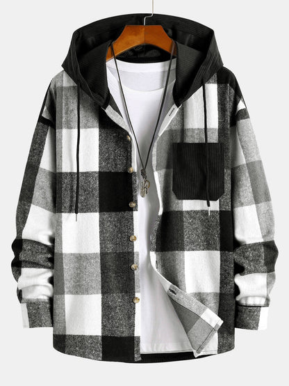 Sudadera con Capucha de Franela a Cuadros
