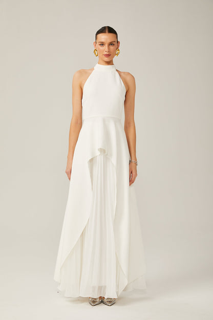 Inés | Vestido Largo de Capas con Cuello Halter