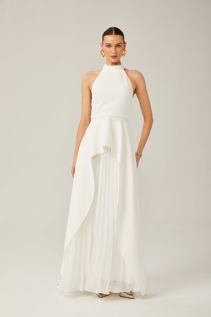 Inés | Vestido Largo de Capas con Cuello Halter