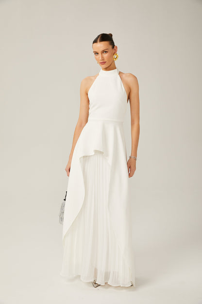 Inés | Vestido Largo de Capas con Cuello Halter