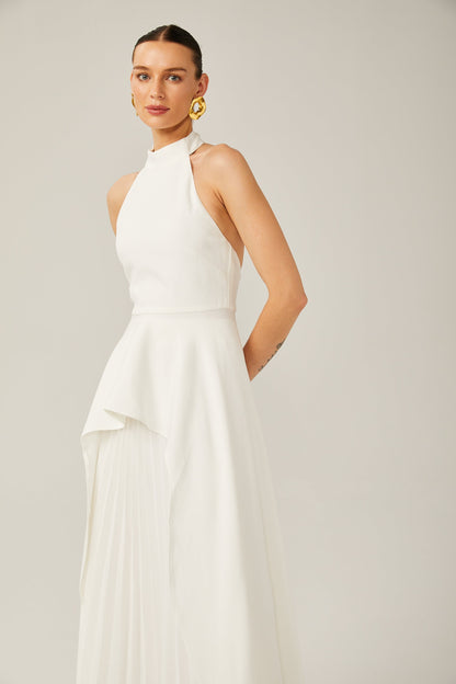 Inés | Vestido Largo de Capas con Cuello Halter