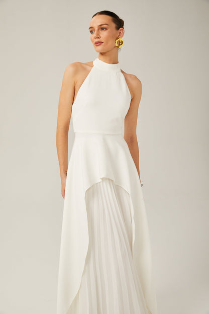 Inés | Vestido Largo de Capas con Cuello Halter