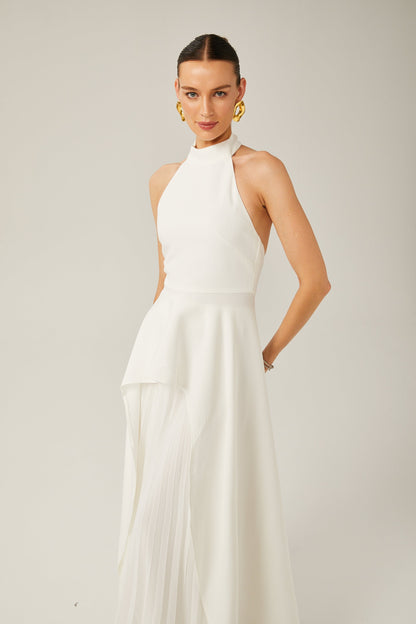 Inés | Vestido Largo de Capas con Cuello Halter
