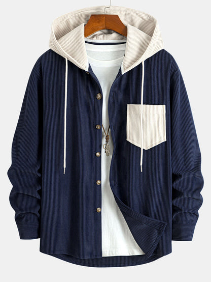 Sudadera con Capucha de Pana de Contraste