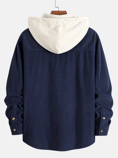 Cordelia | Sudadera de Pana con Capucha y Contraste de Manga Larga