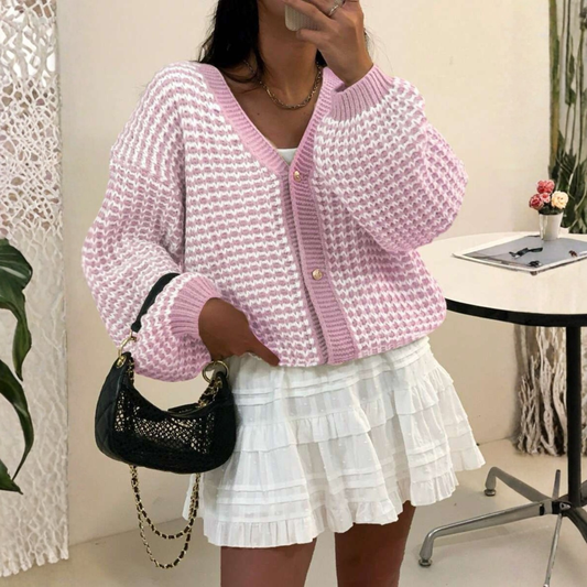 Finity | Cárdigan Suéter de Cuello en V y Manga Larga