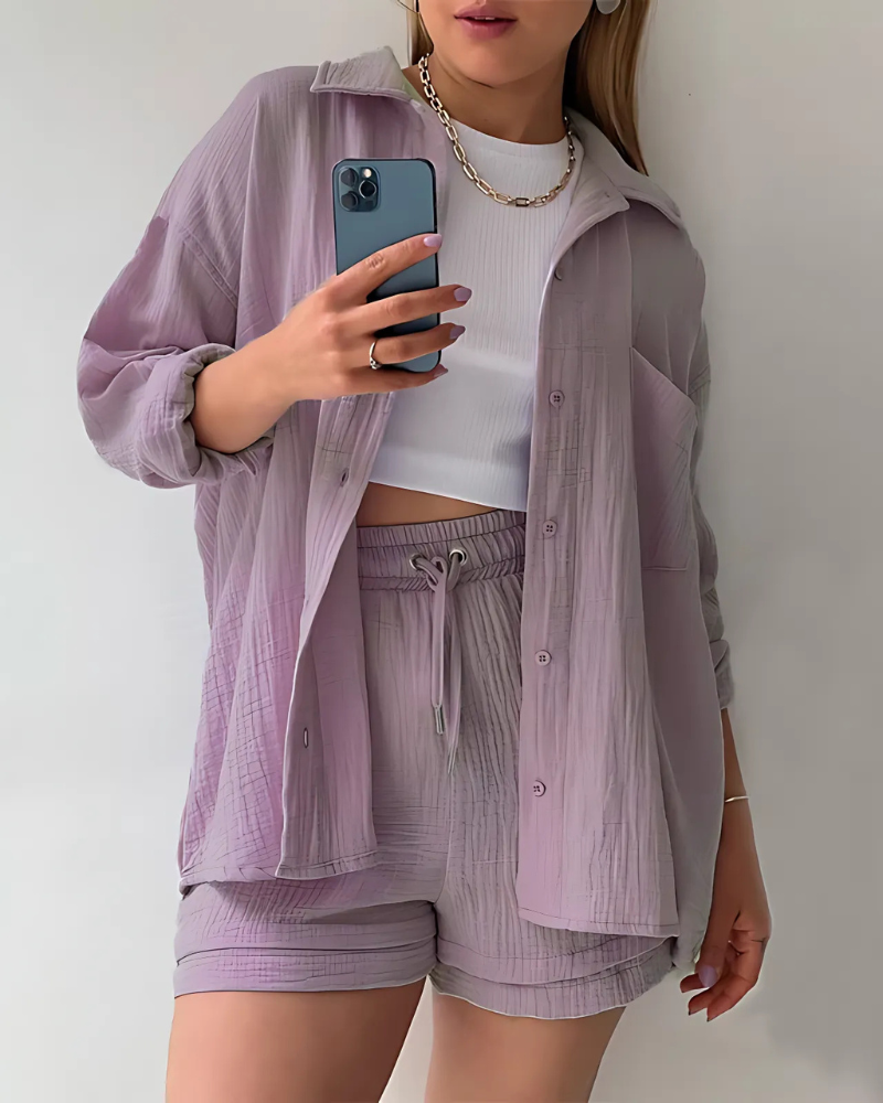 Vera | Conjunto Moderno de Camisa con Botones y Shorts