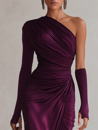Rosalia | Vestido Maxi Violeta de Un Hombro