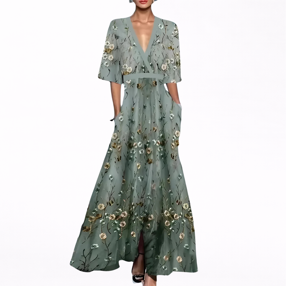 Valentina | Maxi Vestido Elegante con Escote Profundo