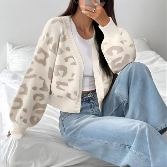 Avia | Cárdigan con Estampado Leopardo y Mangas Farol