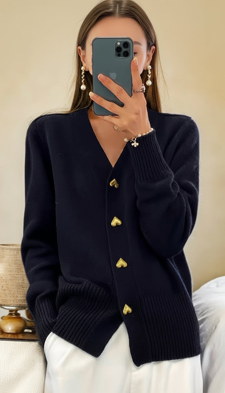 Paris | Cárdigan Romántico con Botones Corazón