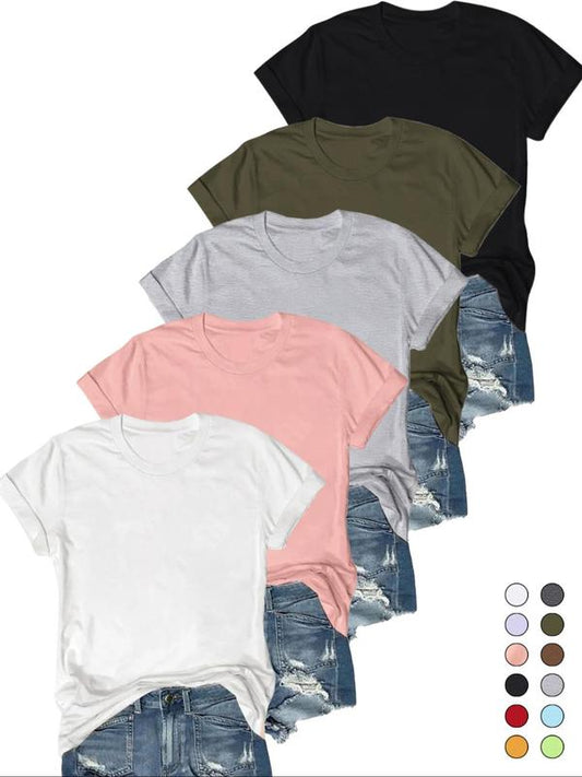 Olive | Camiseta Casual de Manga Corta (Pack de 5)