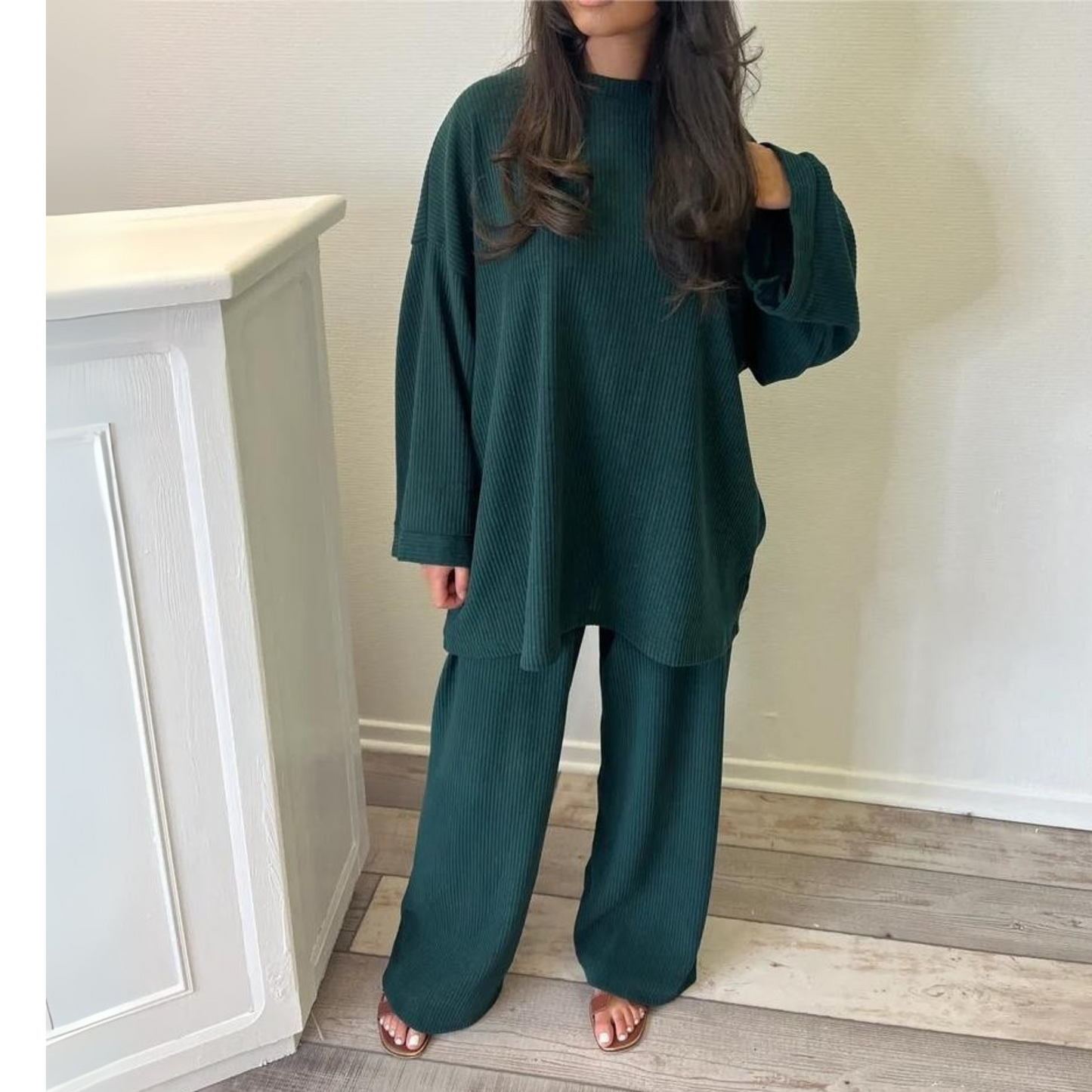 Uni | Conjunto Casual de Top Holgado y Pantalones de Pernera Ancha