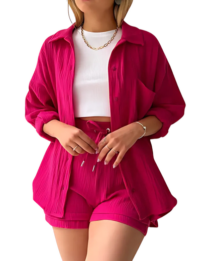 Vera | Conjunto Moderno de Camisa con Botones y Shorts