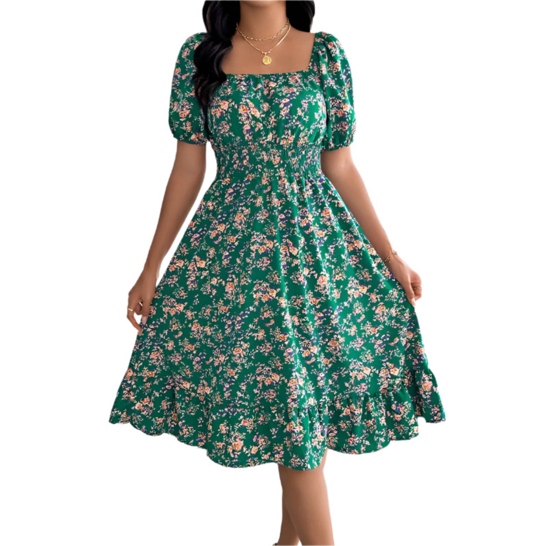 Hiraya | Vestido Verano Escote Cuadrado Volantes