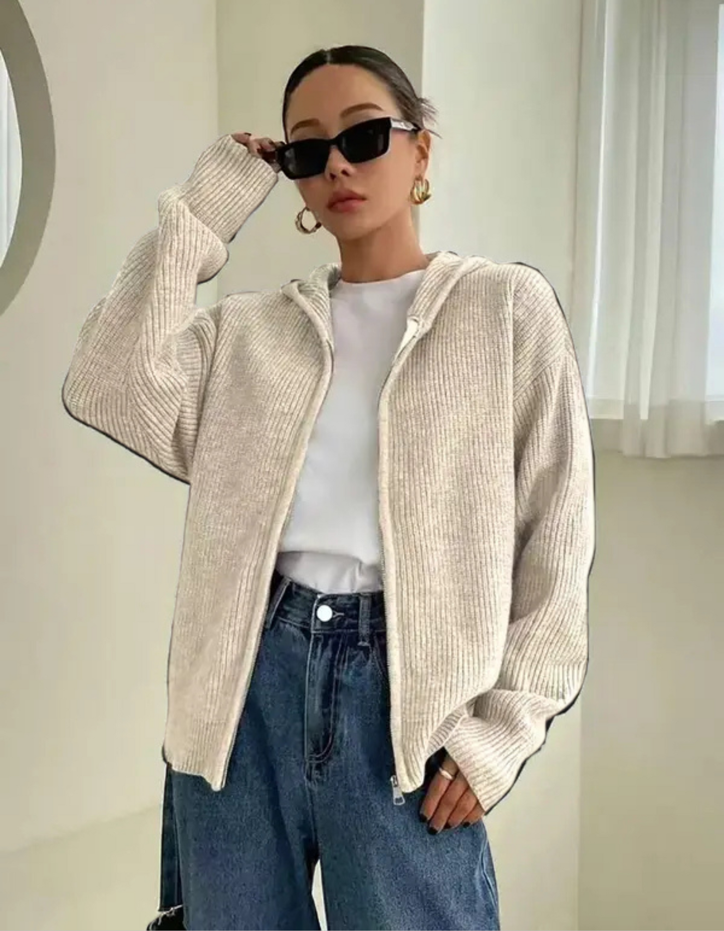 Laura | Chaqueta de Punto con Capucha y Cremallera