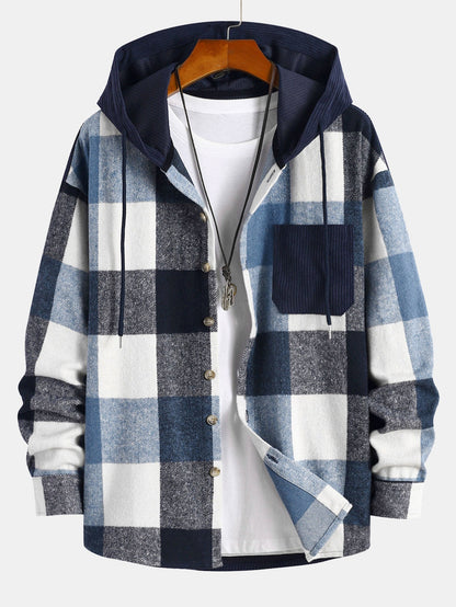 Sudadera con Capucha de Franela a Cuadros