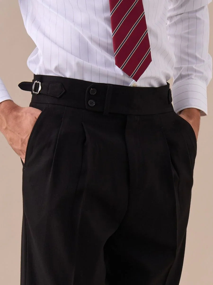 Napoli | Pantalón de Cintura Alta con Doble Pliegue