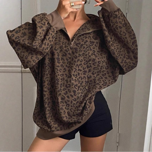 Mindi | Sudadera Acogedora con Estampado de Leopardo
