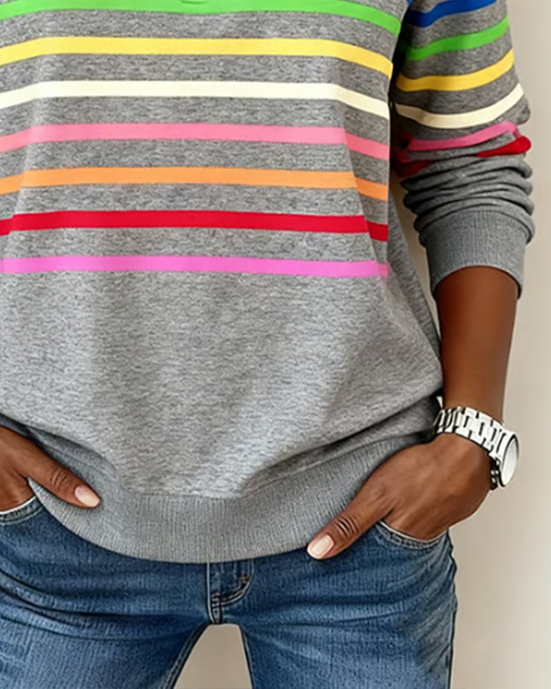 Marie | Jersey Casual con Rayas Coloridas